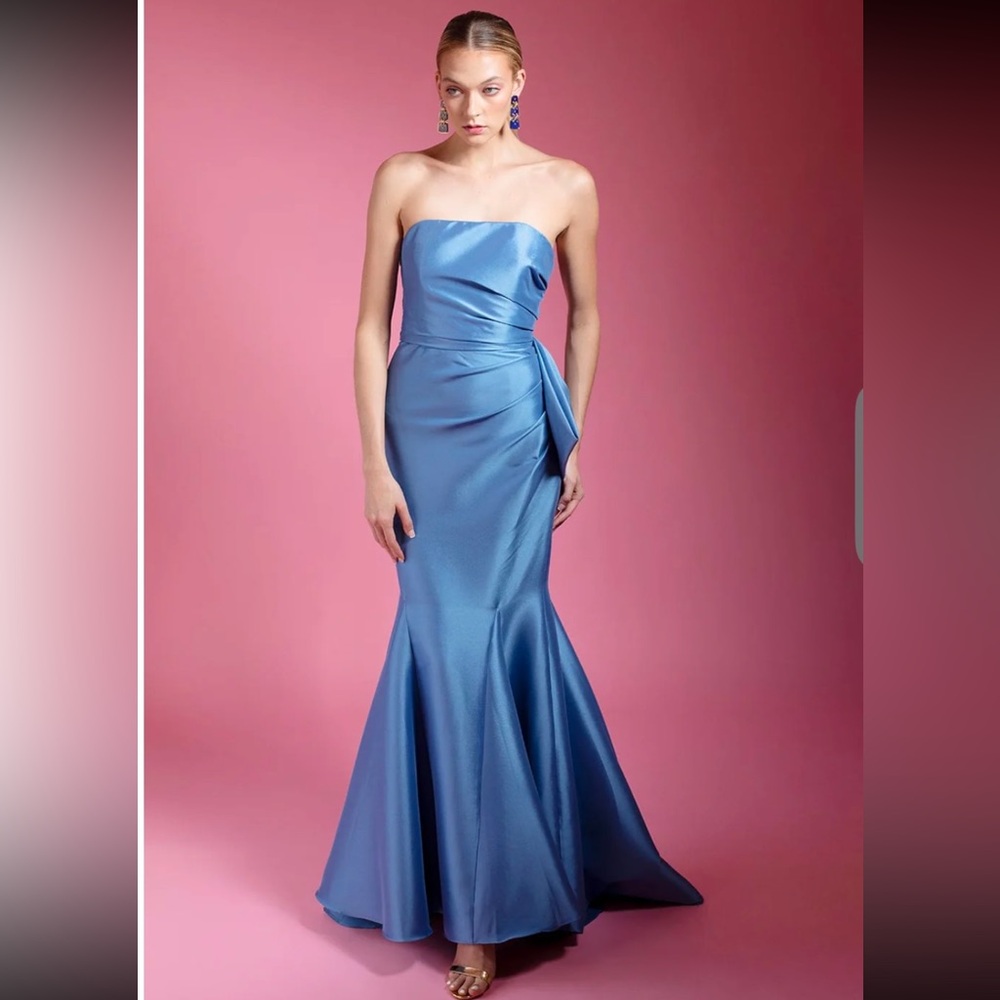 Belle by Badgley Mischka Abigail Strapless Mikado Bow  Mermaid Dress size 4